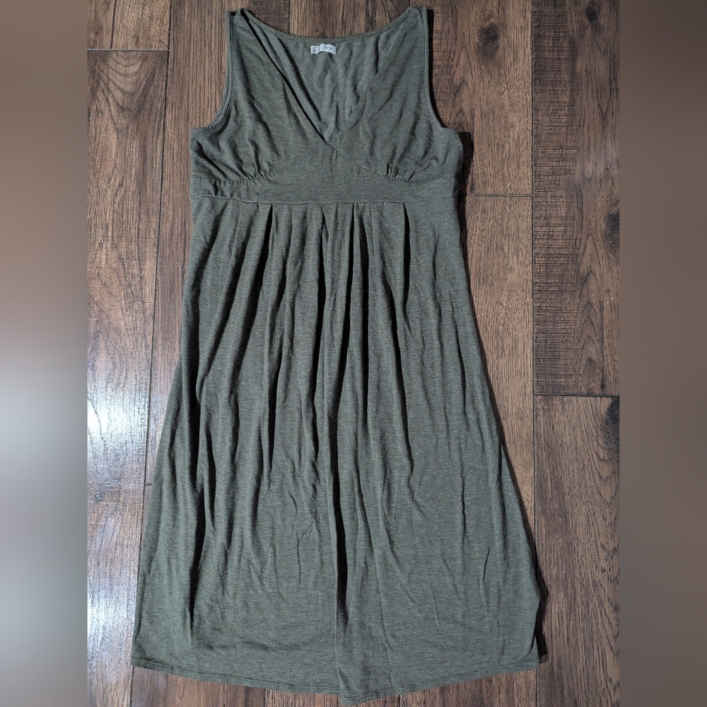 Prenatal Brand Women's Green Maternity Stretch Comfy Midi Jersey Dress Size Med
